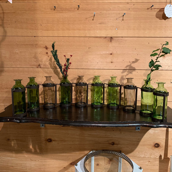 10 Bottle Adjustable Vases - Green and Brown