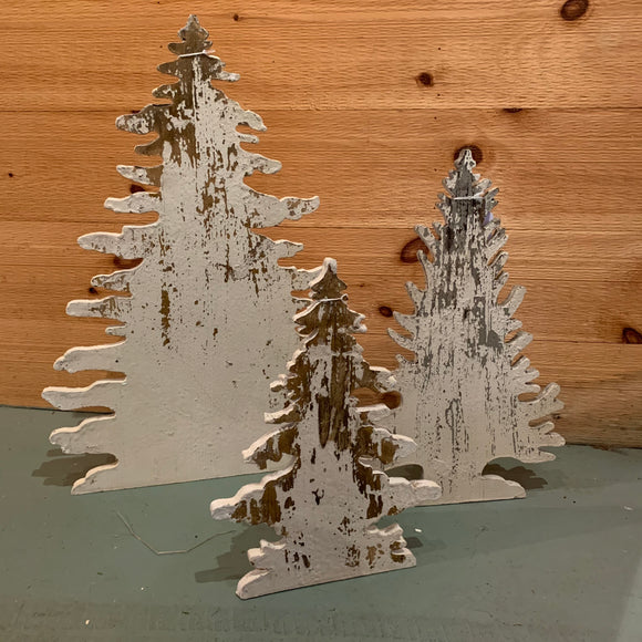 White Wooden Trees (set of 3)