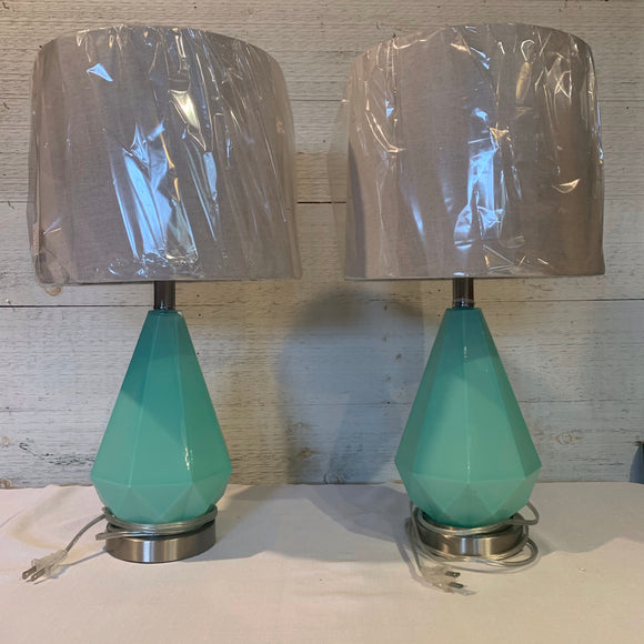 Faceted Aqua Lamps