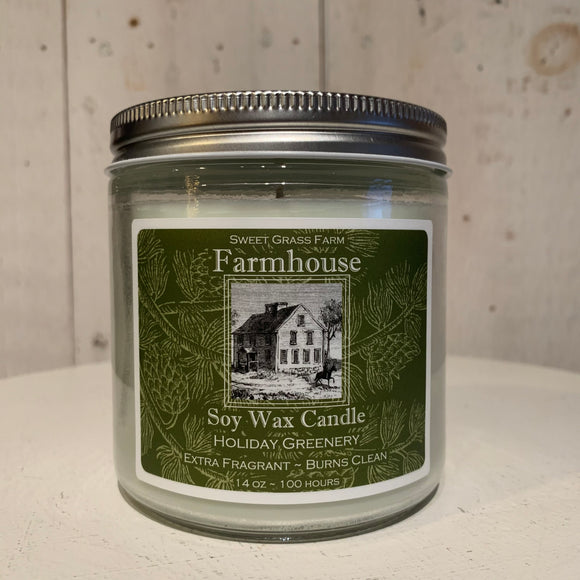 14oz Soy Wax Candle - Holiday Greenery
