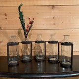 5 Bottle Glass & Metal Adjustable Vases
