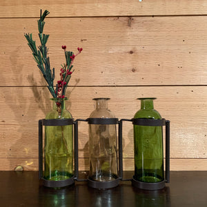 3 Bottle Adjustable Vases - Green and Brown
